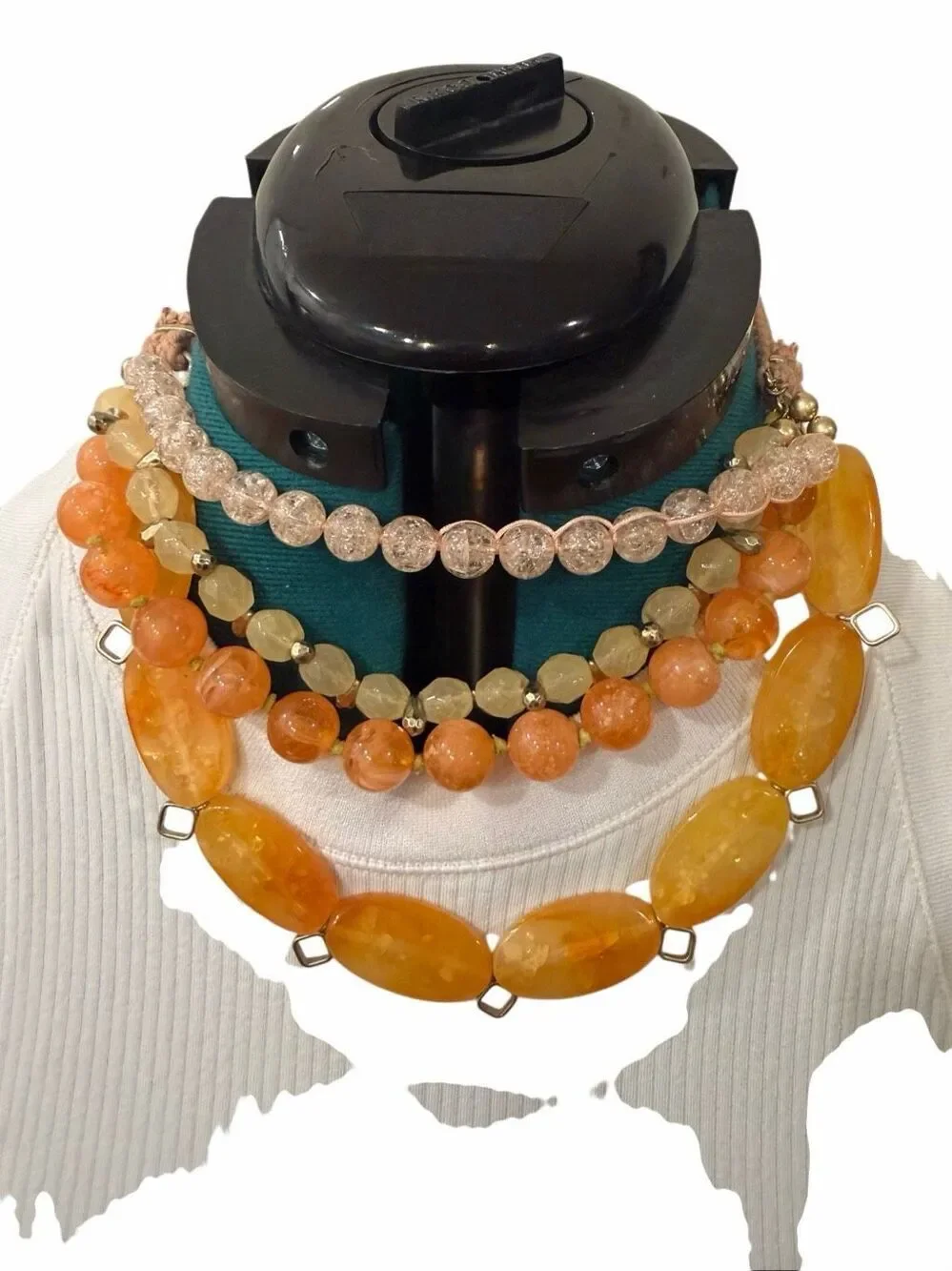 Anthropologie statement stone necklace- orange/peachy